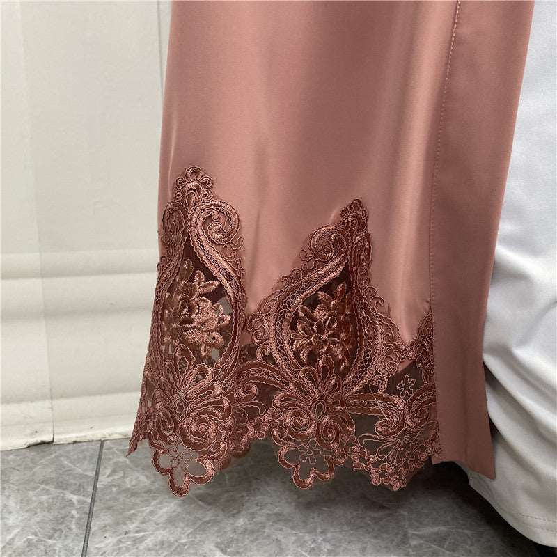 "Casual Open Abaya kimono with lace."