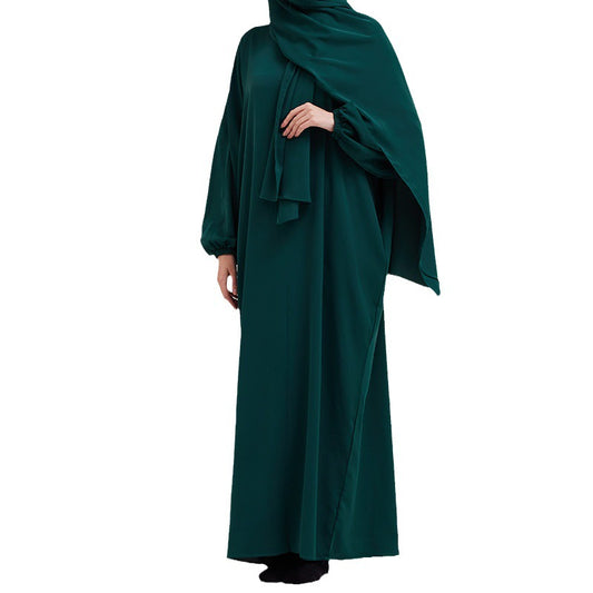 Dark green Abaya with attached hijab scarf