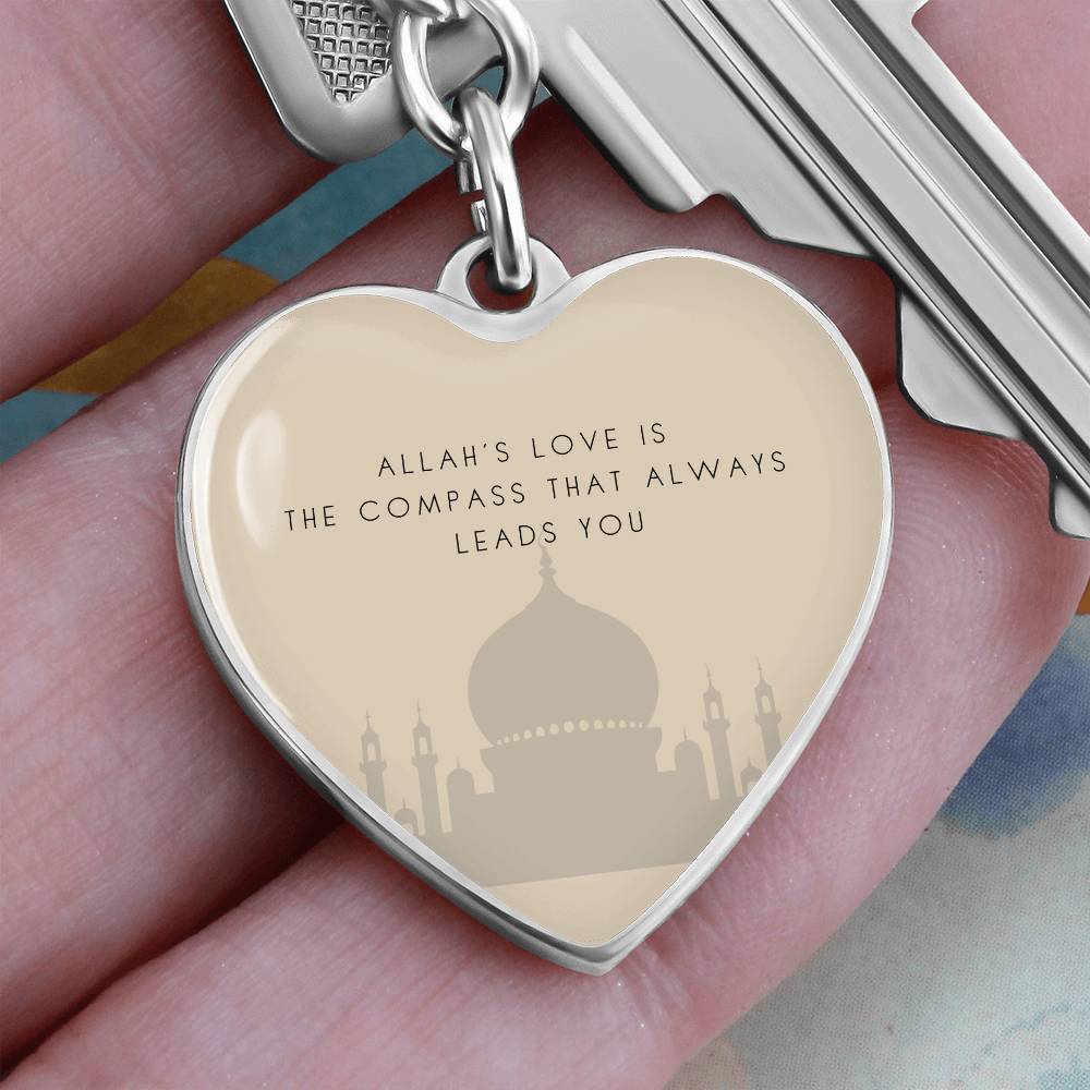 ALLAH HEART KEYCHAIN - Hallafa Experience the uniqueness of our Allah heart keychain - the perfect Islamic gift and a thoughtful present for any Muslim. You won't be disappointed with our best-selling product made of premium surgical steel and available in an 18k gold finish. Keep this high-quality keychain as a special reminder, either for yourself or for someone dear to you. Product Dimensions:Curb Chain KeychainKey Ring Diameter: 1.1” (28mm)Heart Pendant: 0.9” x 0.9” (24mm x 24mm) #