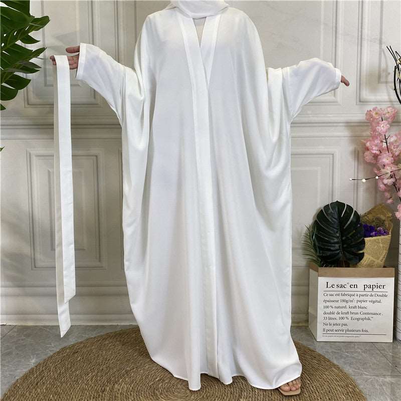 White Butterfly Open Abaya with popper buttons 