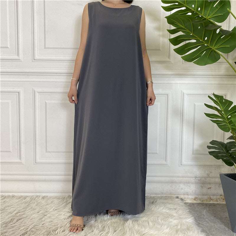 "Grey Sleeveless Inner Slip Dress, under abaya"